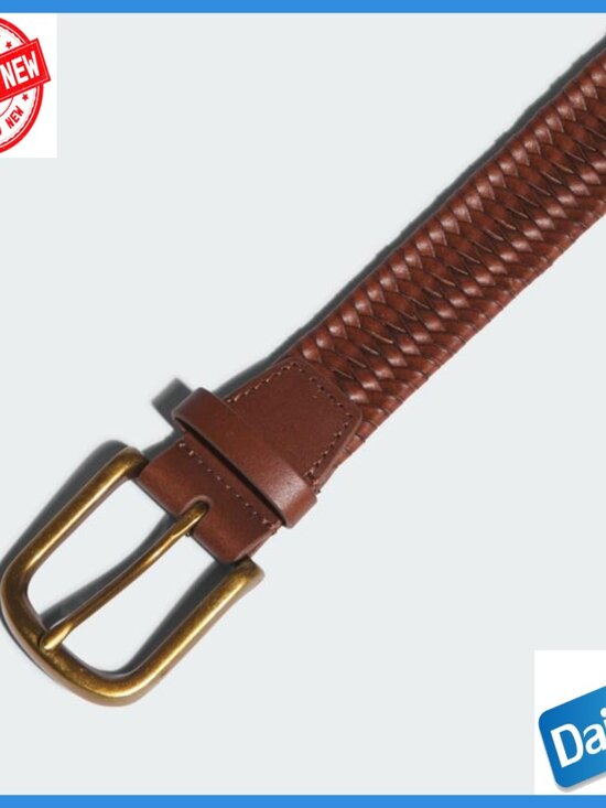 Buy Woven Leather Golf Belt - Brown Navy Blue  Men\'s Leather Golf Belt with Adjustable Buckle, Woven Design
